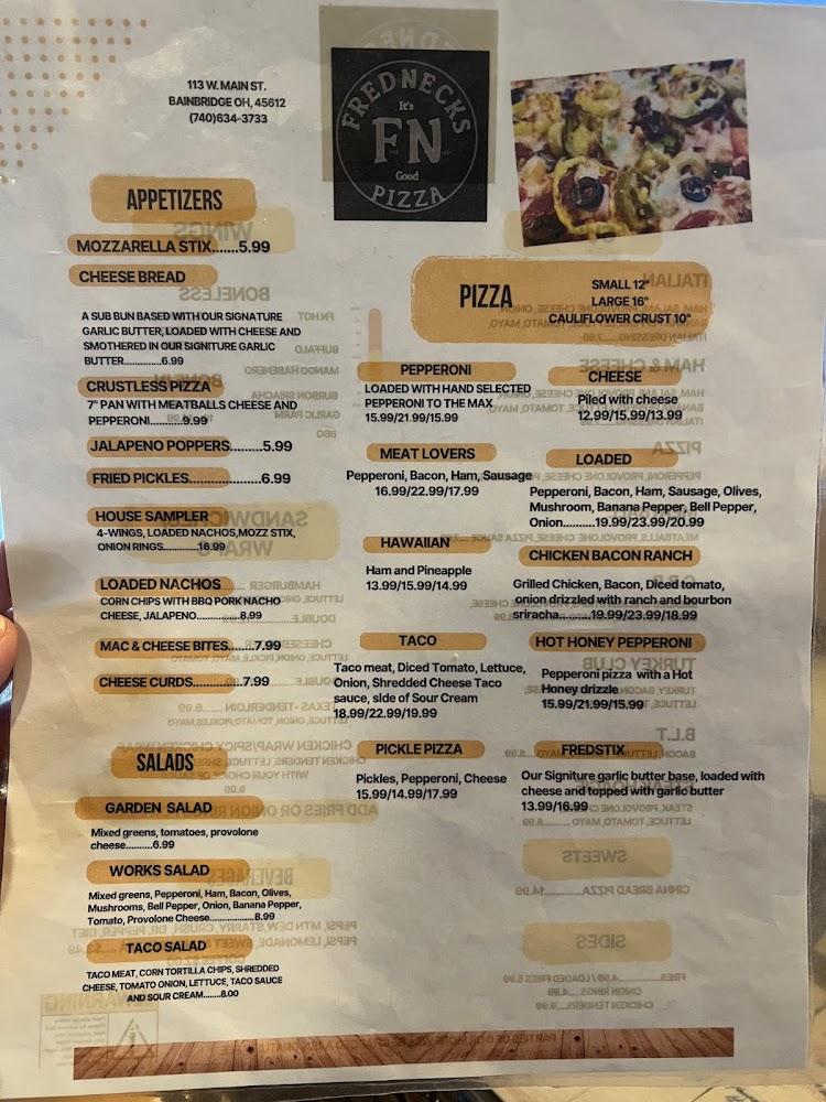 FredNecks Pizza Menu image 3
