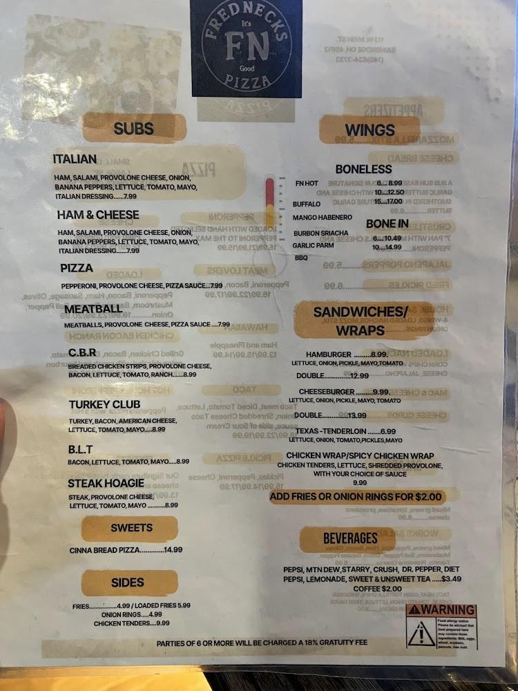 FredNecks Pizza Menu image 4